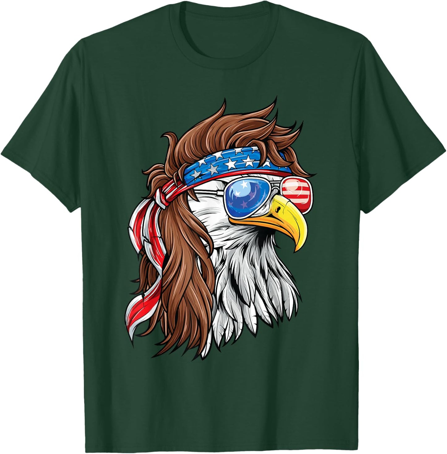 Patriotic Bald Eagle Mullet USA American Flag 4th of July T-Shirt - T-Shirt | Forest