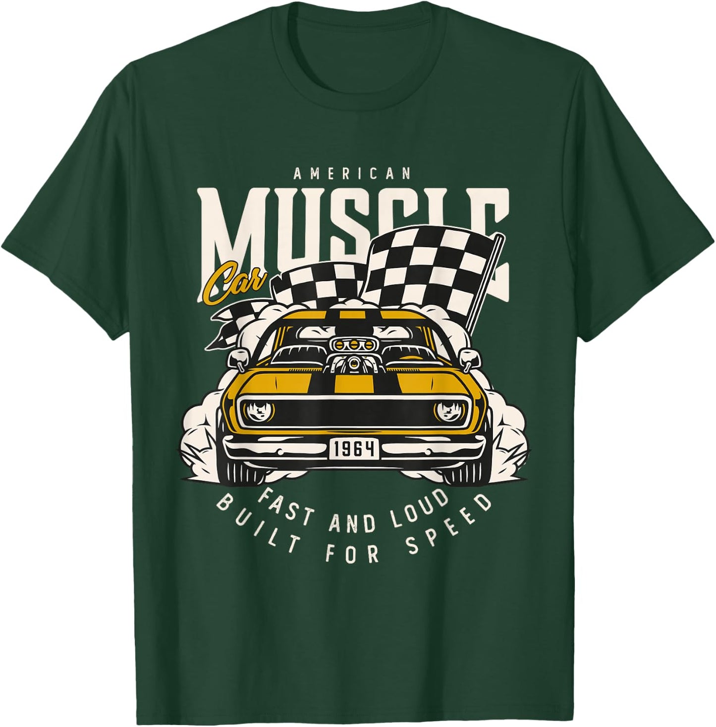 Vintage American Muscle Car Racing Flag T-Shirt - T-Shirt | Forest