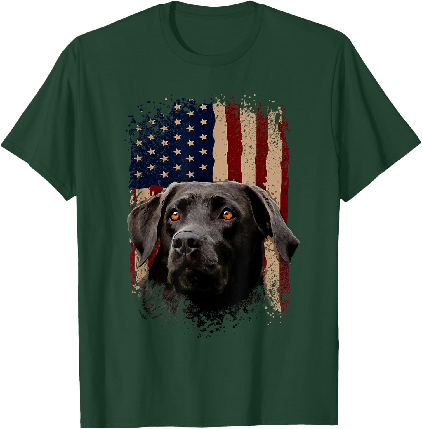 American Black Labrador USA Flag Lab Owner T-Shirt - T-Shirt | Forest