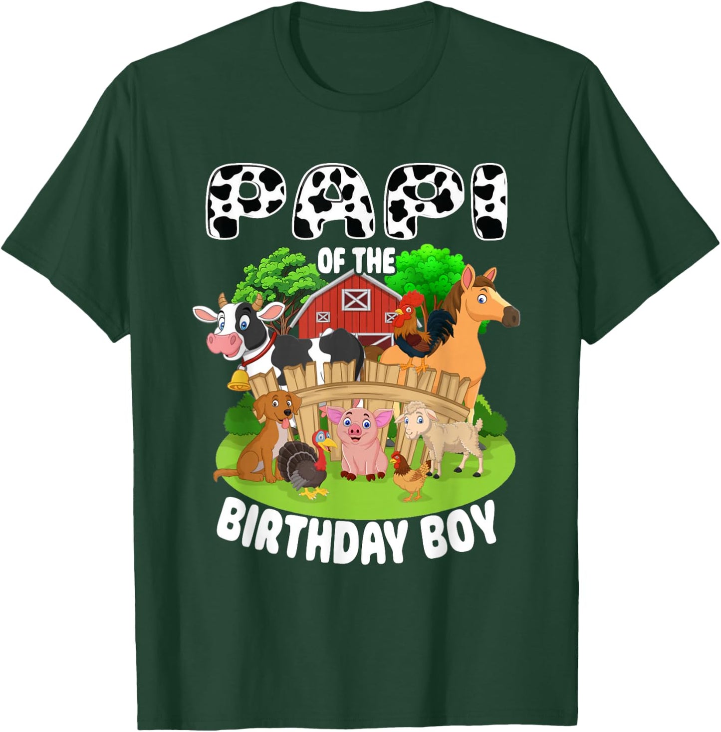 Papi of The Bday Boy Farm Animals Matching Farm Theme T-Shirt - T-Shirt | Forest