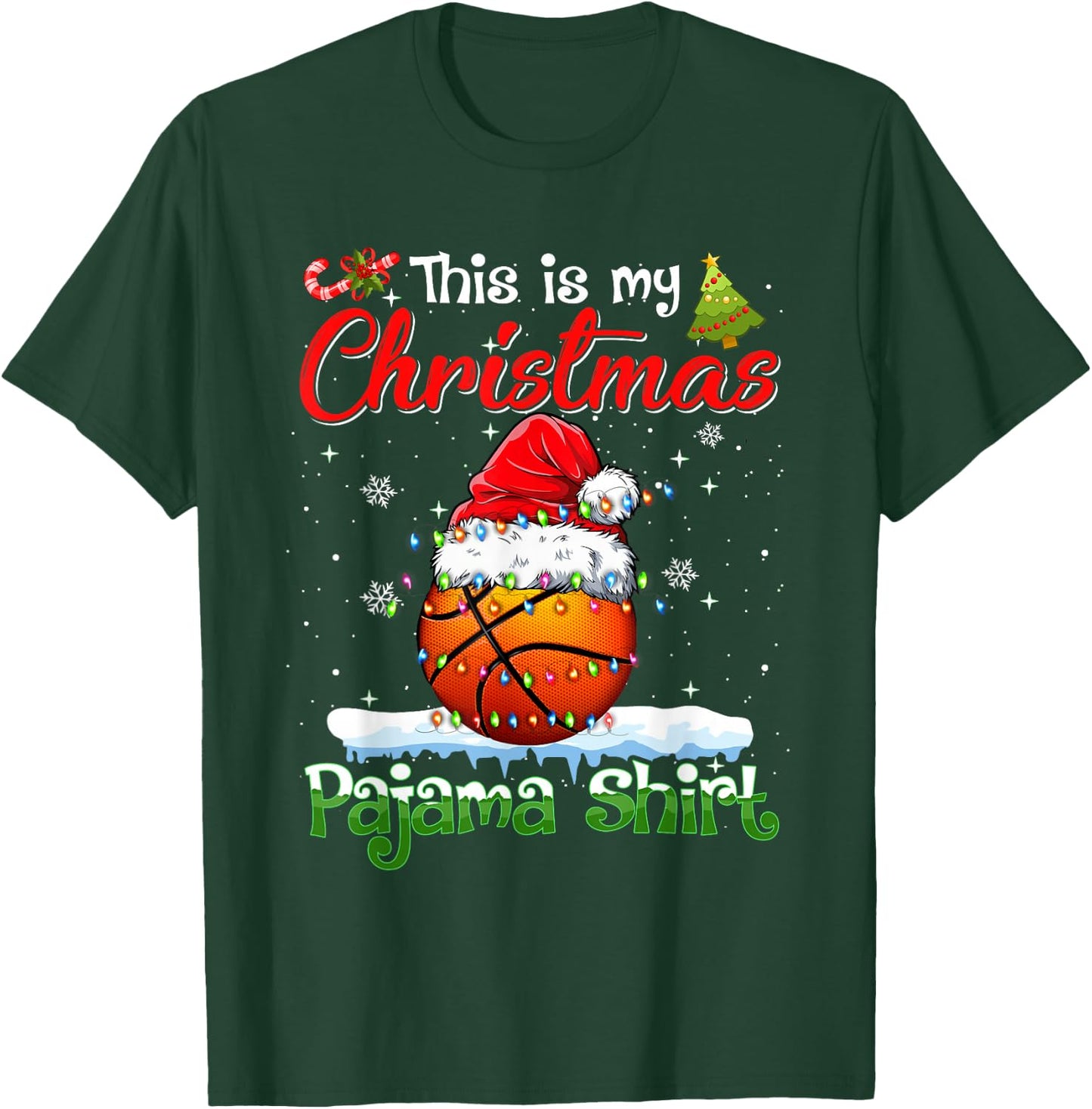 Funny Basketball Christmas Shirt Gift - -Adults, Kids - Black - Short Sleeve - Christmas Basketball Kids T-Shirt - T-Shirt | Forest