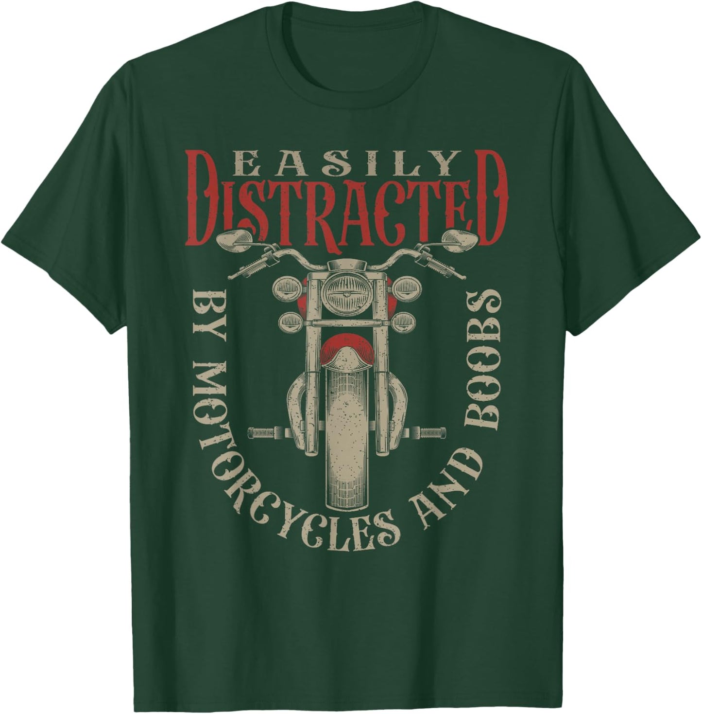 Classic Biker Distracted By Motorcycles And Boobs T-Shirt - T-Shirt | Forest