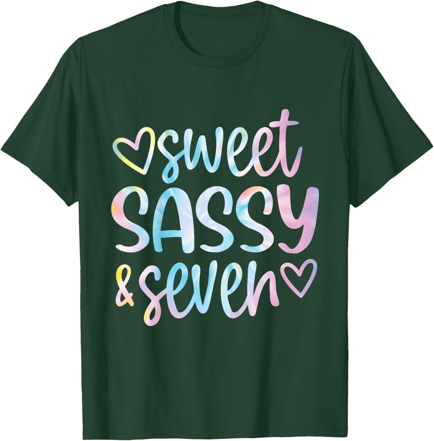 Tie Dye Sweet Sassy and Seven 7th Birthday Girls 7 Years Old T-Shirt - T-Shirt | Forest