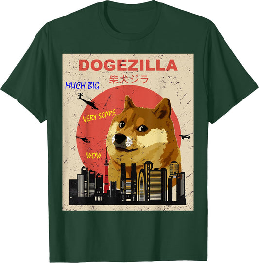 Large Shiba inu Dog Dogezilla T-Shirt - T-Shirt | Forest