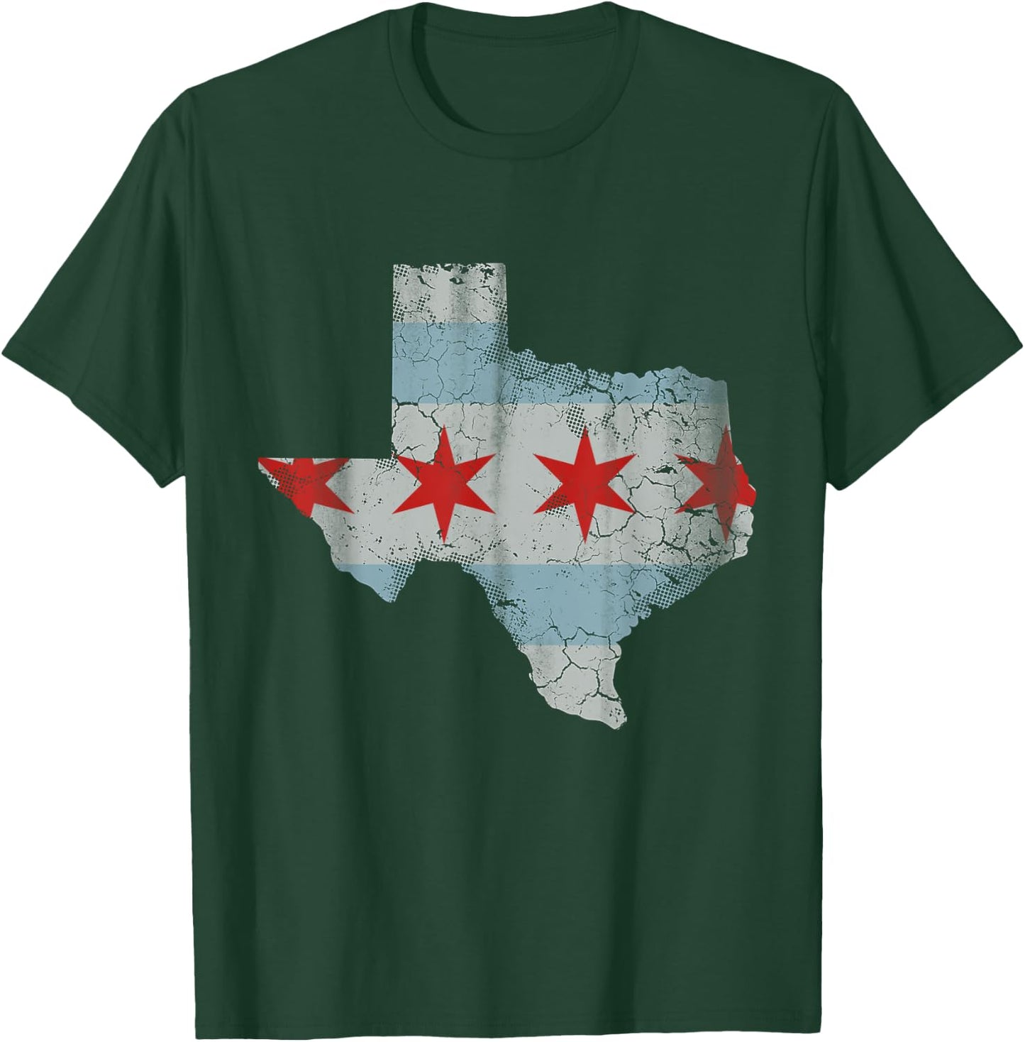 Texas Chicago Flag Vintage Distressed T-Shirt - T-Shirt | Forest