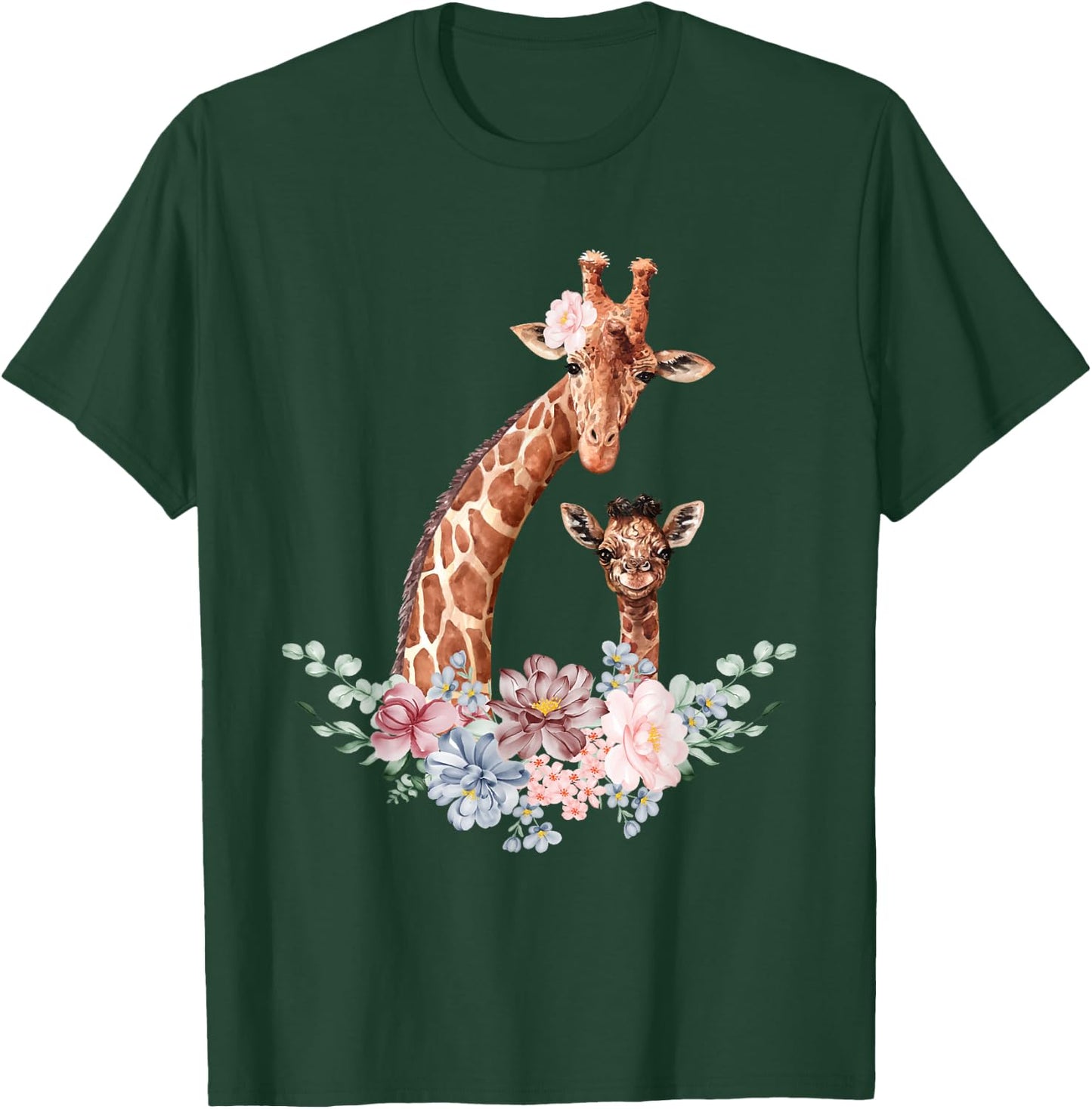 Giraffes Flowers - Giraffe Lover Zoo Animal Wildlife T-Shirt - T-Shirt | Forest