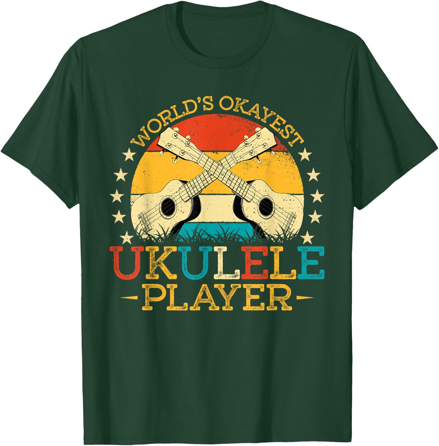 Retro Vintage Style World Okayest Ukulele Uke Player T-Shirt - T-Shirt | Forest
