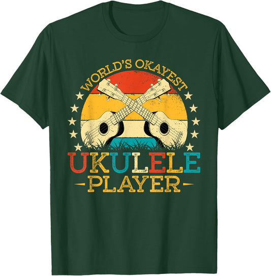 Retro Vintage Style World Okayest Ukulele Uke Player T-Shirt - T-Shirt | Forest