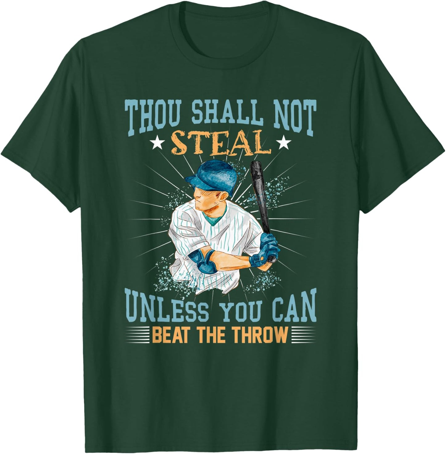 Funny Retro Baseball Thou Shalt Not Steal Unless Beat Throw T-Shirt - T-Shirt | Forest