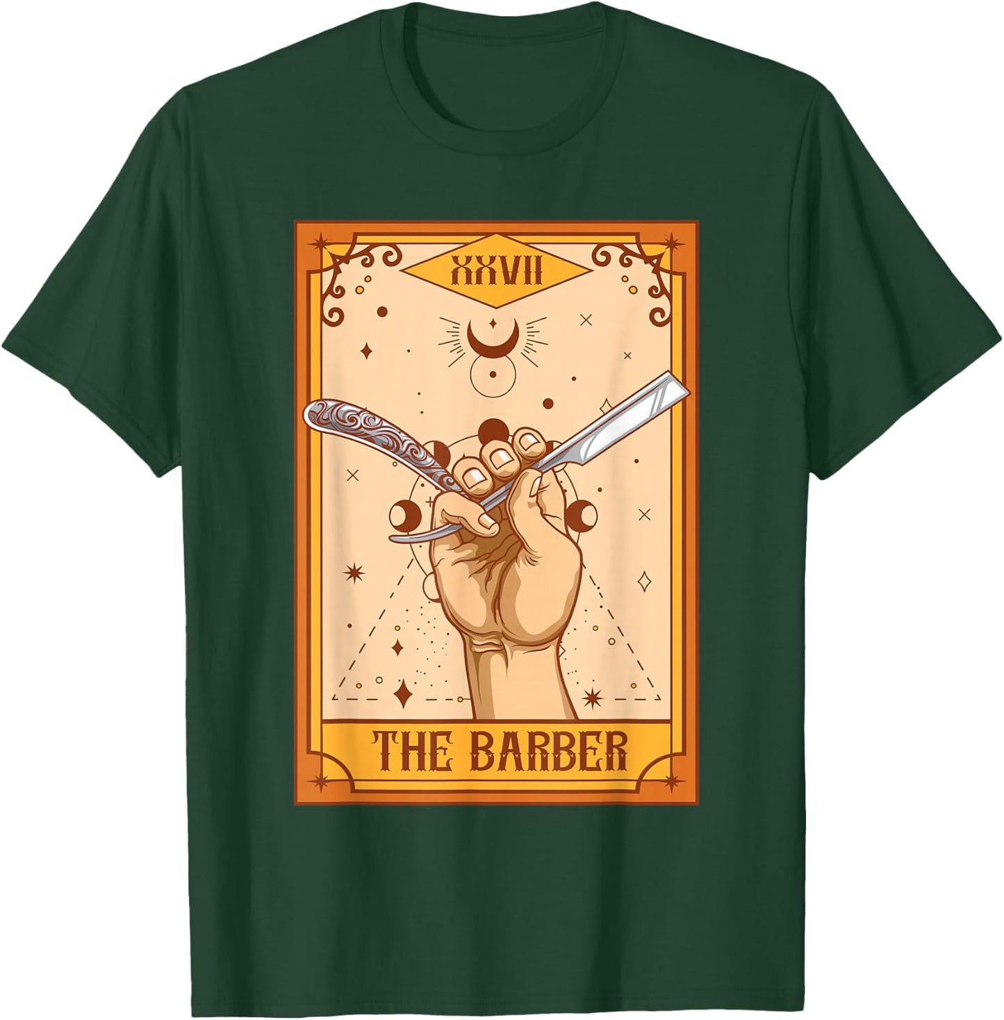 Funny Barber Hairstylist Barber Shop The Barber Tarot Card T-Shirt - T-Shirt | Forest