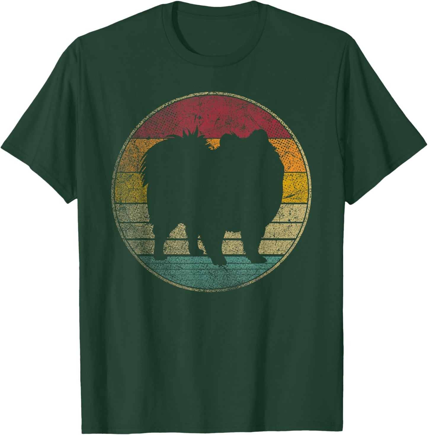 Pomeranian Dog Vintage Distressed Retro 70s 80s Gift Love Men Women Kids T-Shirt - T-Shirt | Forest