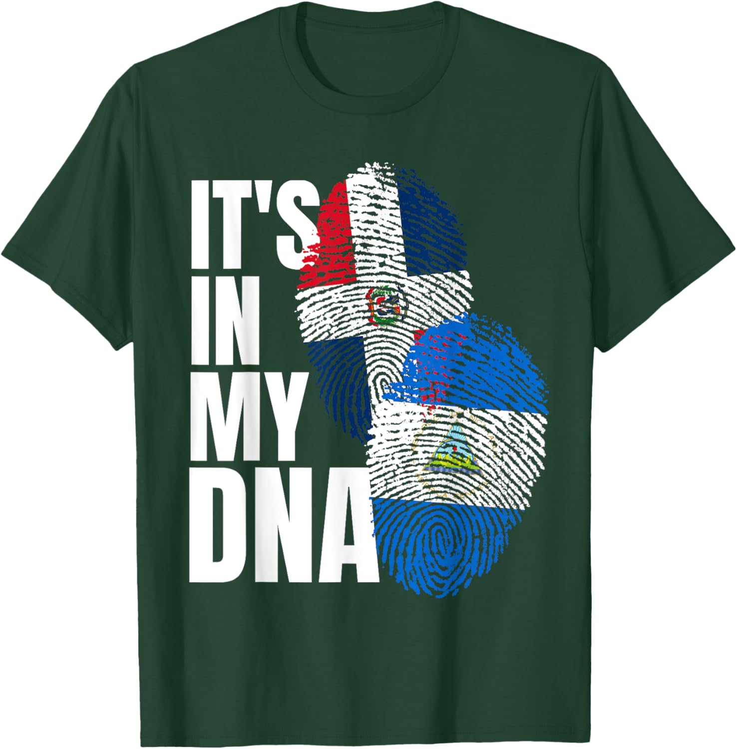 Nicaraguan And Dominican Mix DNA Flag Heritage T-Shirt - T-Shirt | Forest