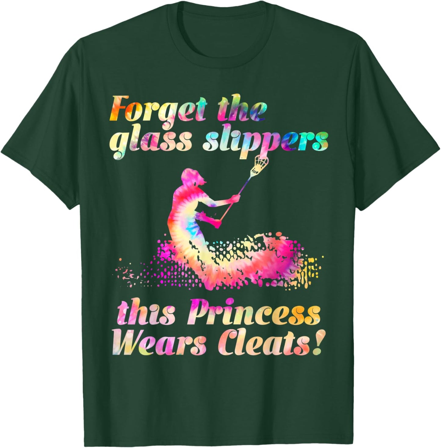 Girls Lacrosse Hippie Tie Dye Colorful Rainbow Design Gift T-Shirt - T-Shirt | Forest
