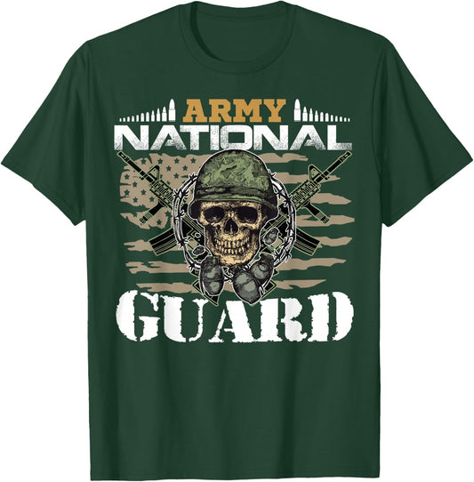 Proud Army National Guard With Vintage American Flag Gifts T-Shirt - T-Shirt | Forest