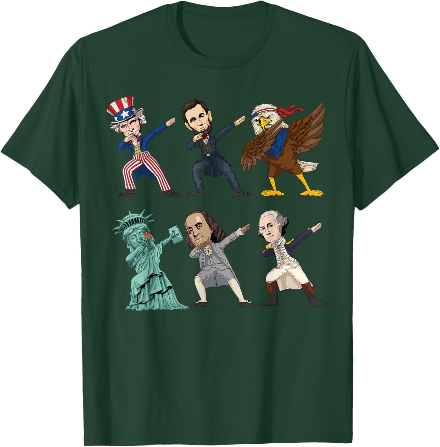 Dabbing Uncle Sam And Friends 4th Of July Boys Girls Kids T-Shirt - T-Shirt | Forest
