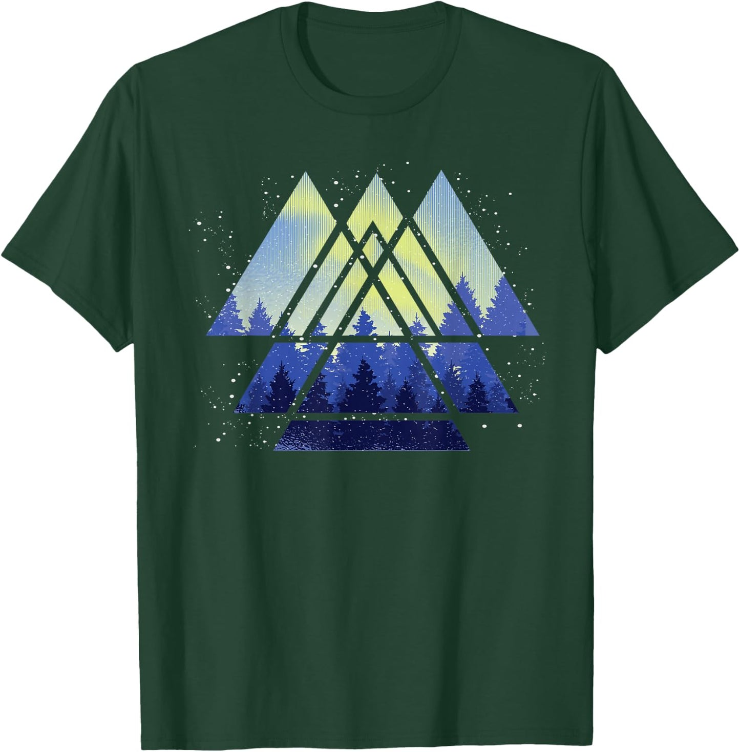 Geometric Triangle Outdoor Trees Forest Wildlife Nature T-Shirt - T-Shirt | Forest