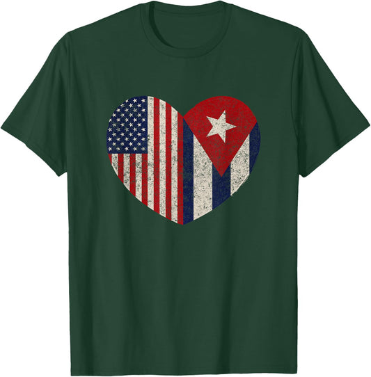 Cuba American Flag Vintage Cuban American T-Shirt - T-Shirt | Forest