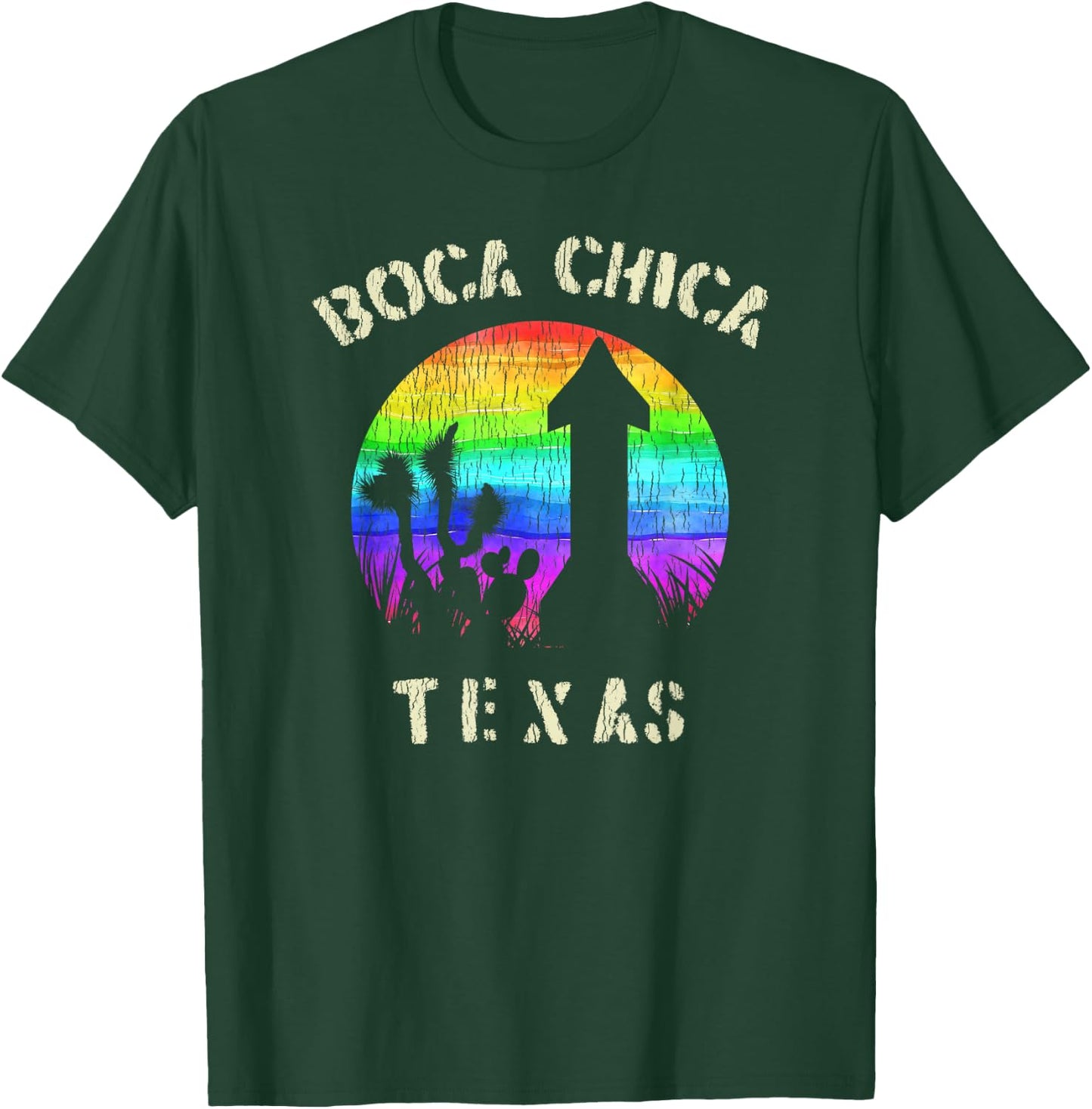 Boca Chica Texas Starship Cool Retro T-Shirt - T-Shirt | Forest