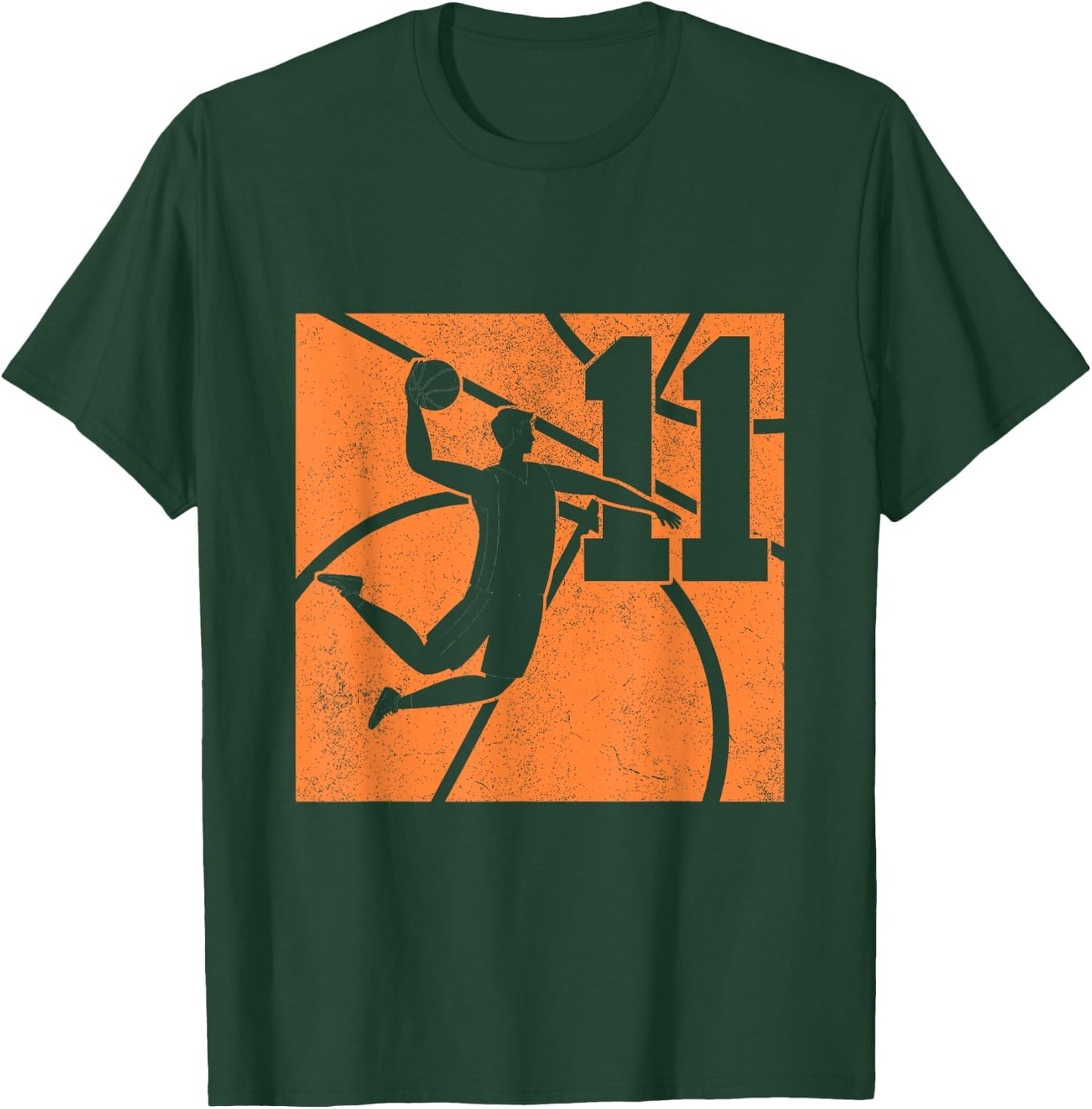 11 Year Old Basketball Dunk 11th Birthday Party Themed Boys T-Shirt - T-Shirt | Forest