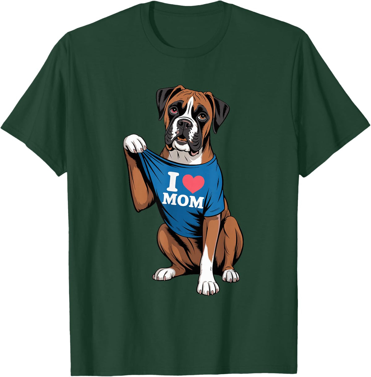 Cute Boxer Dog Lover Funny I Heart Mom Mother's Day T-Shirt - T-Shirt | Forest