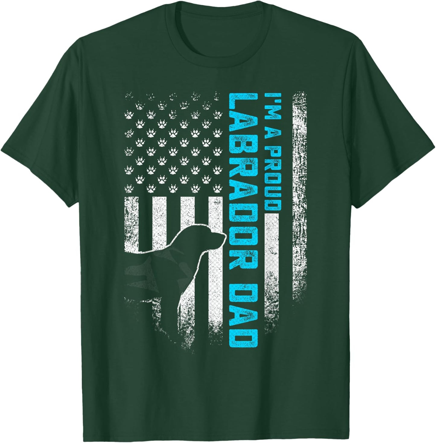 Vintage American Flag I'm A Proud Labrador Retriever Dad Lab Women Kids Men T-Shirt - T-Shirt | Forest