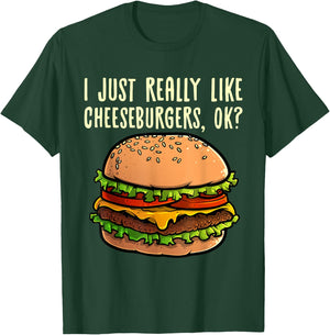 Funny Cheeseburger Hamburger Design Burger Lover Men Women T-Shirt - T-Shirt | Forest