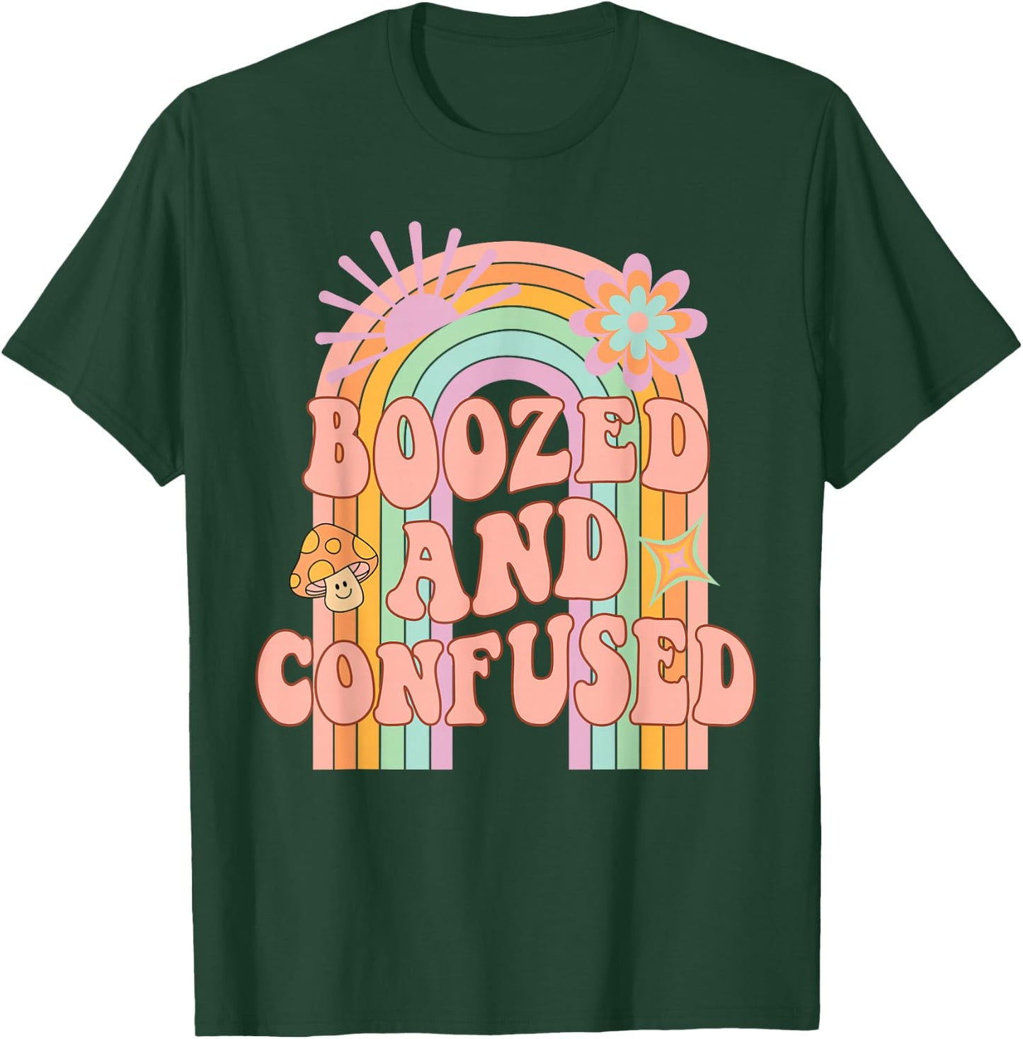 Boozed and Confused Groovy Rainbow Team Bride Bachelorette T-Shirt - T-Shirt | Forest