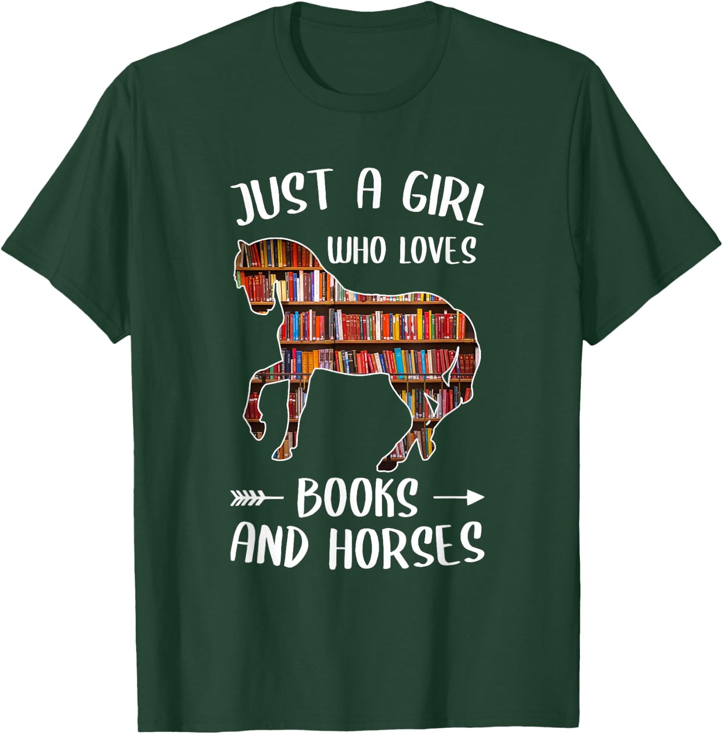 Just A Girl Who Loves Books And Horses - Funny Reading T-Shirt - T-Shirt | Forest