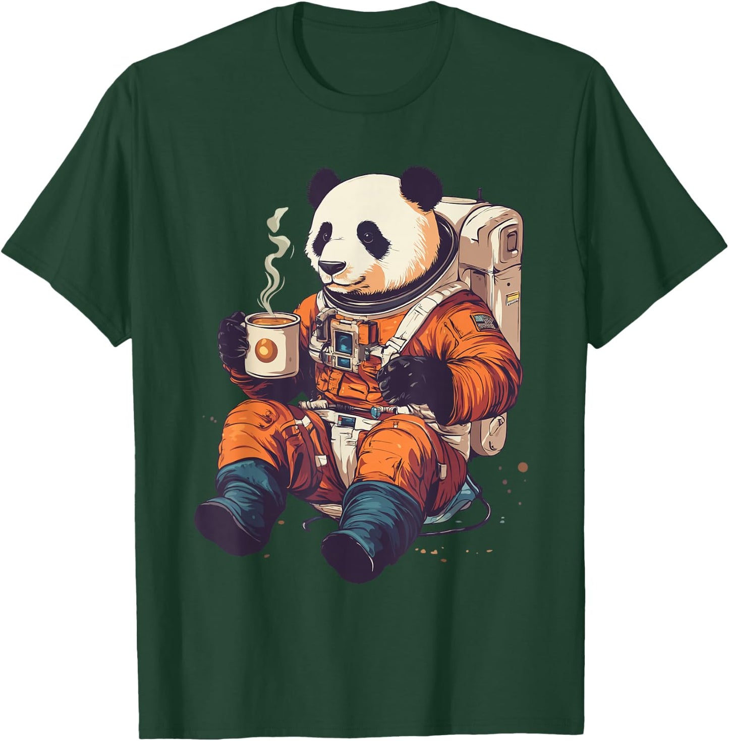 Panda Astronaut with Coffee Space Astronaut Panda T-Shirt - T-Shirt | Forest