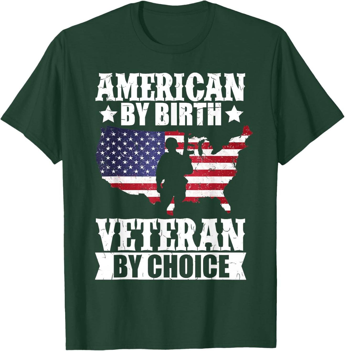 American by Birth Veteran by Choice US Flag Veterans Day T-Shirt - T-Shirt | Forest