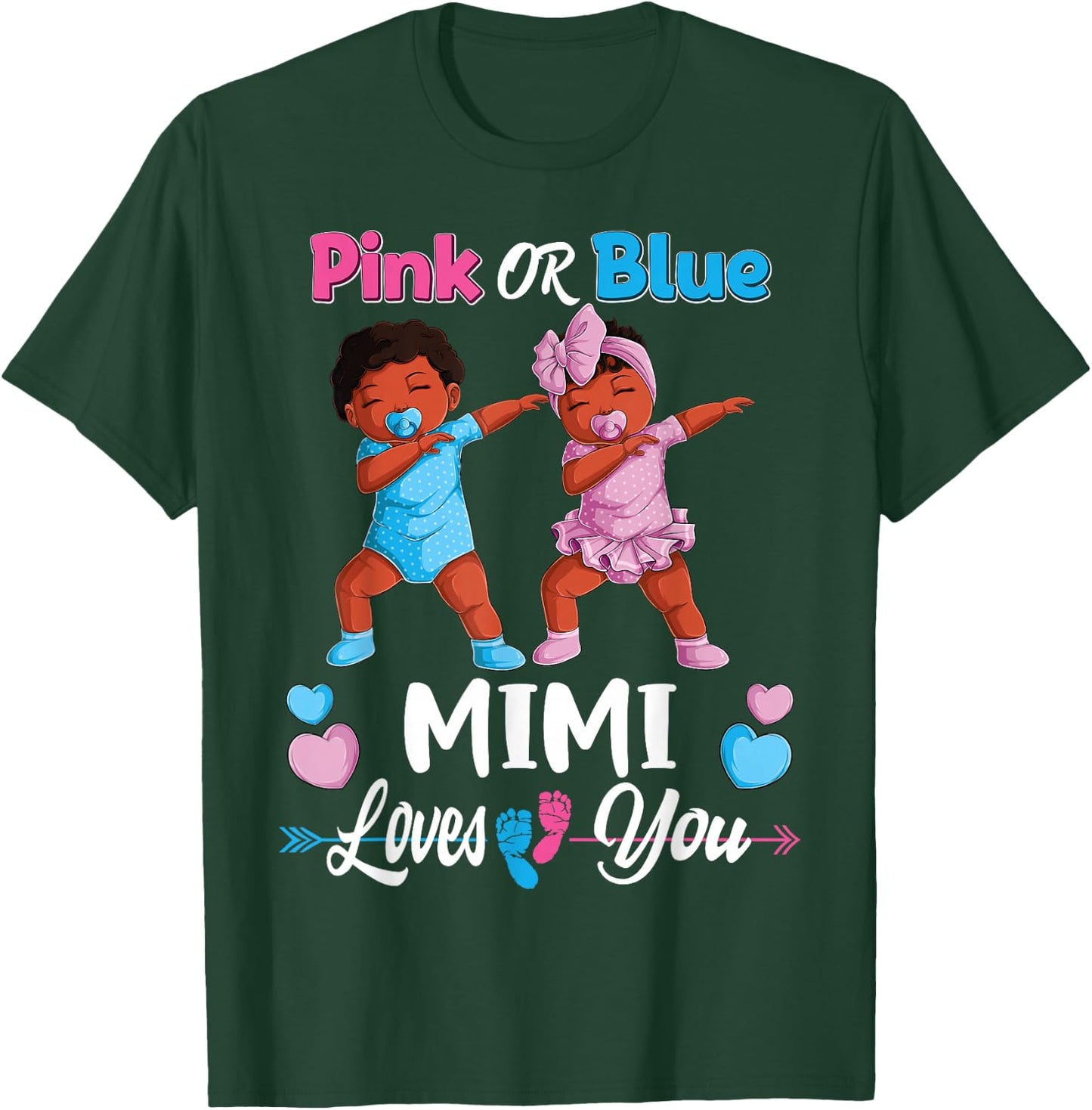 Pink Or Blue Mimi Loves You Black Baby Gender Reveal Party T-Shirt - T-Shirt | Forest