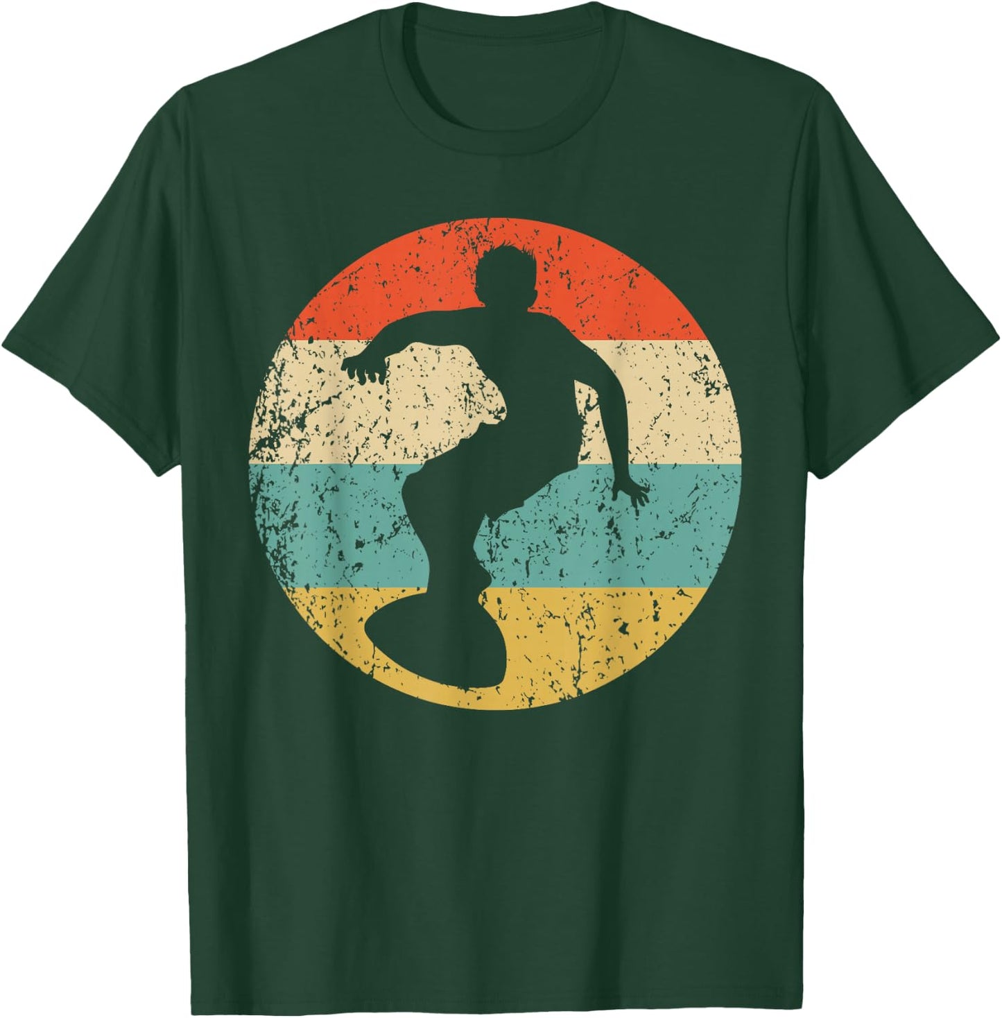 Surfer Silhouette Retro Surfing T-Shirt - T-Shirt | Forest