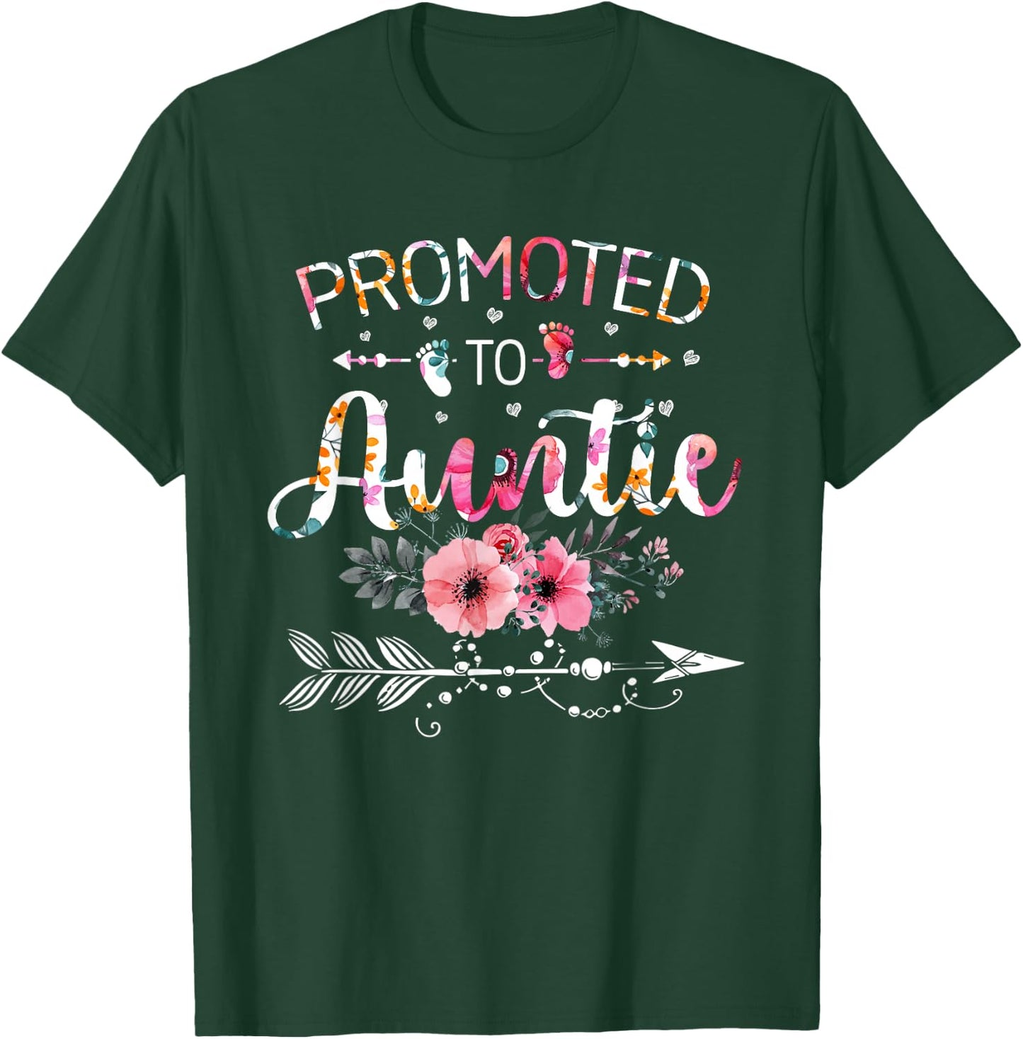 Promoted To Auntie Announcement Aunt New Auntie Mothers Day T-Shirt - T-Shirt | Forest