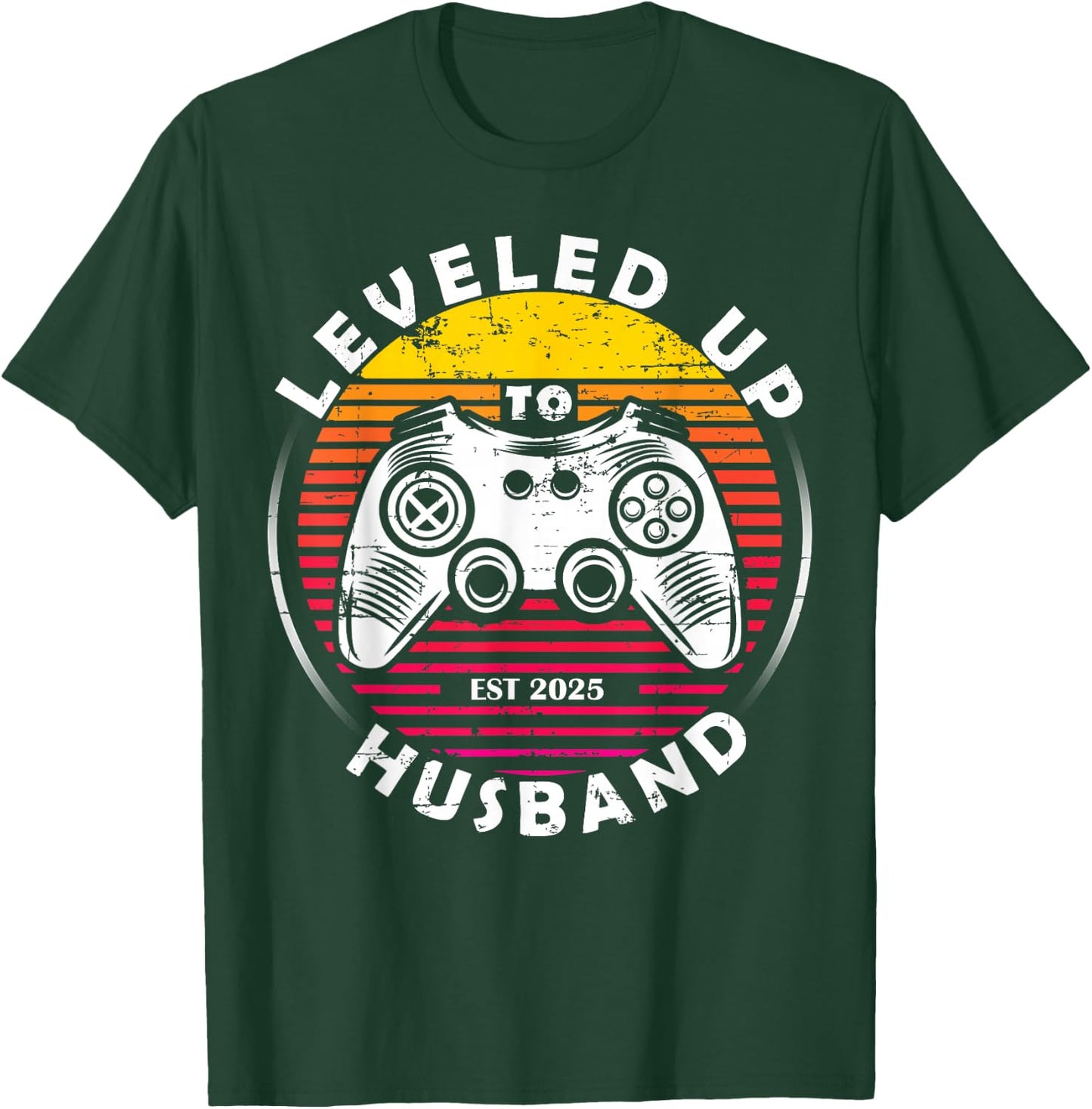 Promoted to Husband Gift - Leveling Up to Husband Est 2025 T-Shirt - T-Shirt | Forest