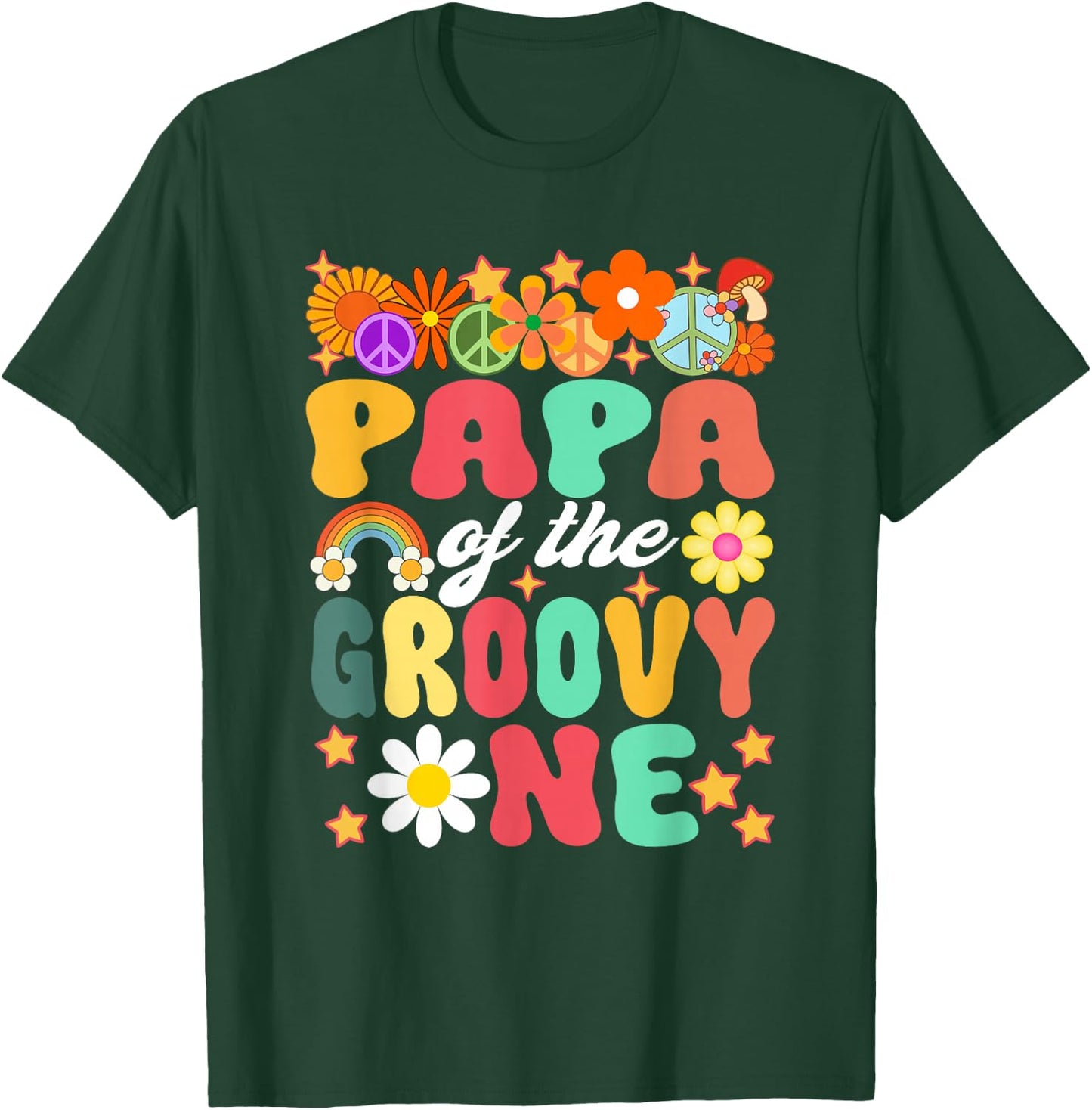 Retro Papa of Groovy One Matching Family 1st Birthday T-Shirt - T-Shirt | Forest
