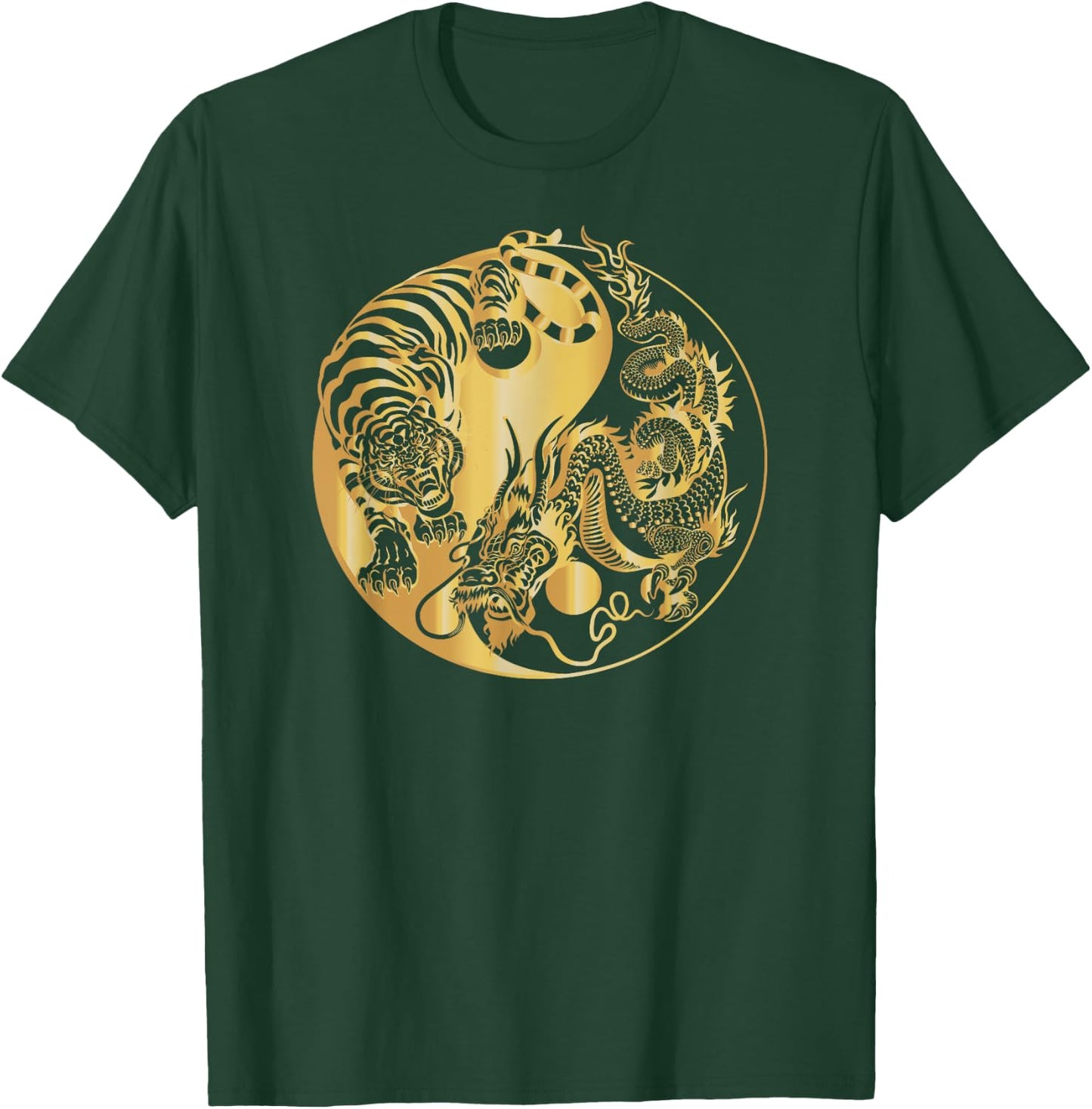 Yin yang tiger dragon gold T-Shirt - T-Shirt | Forest