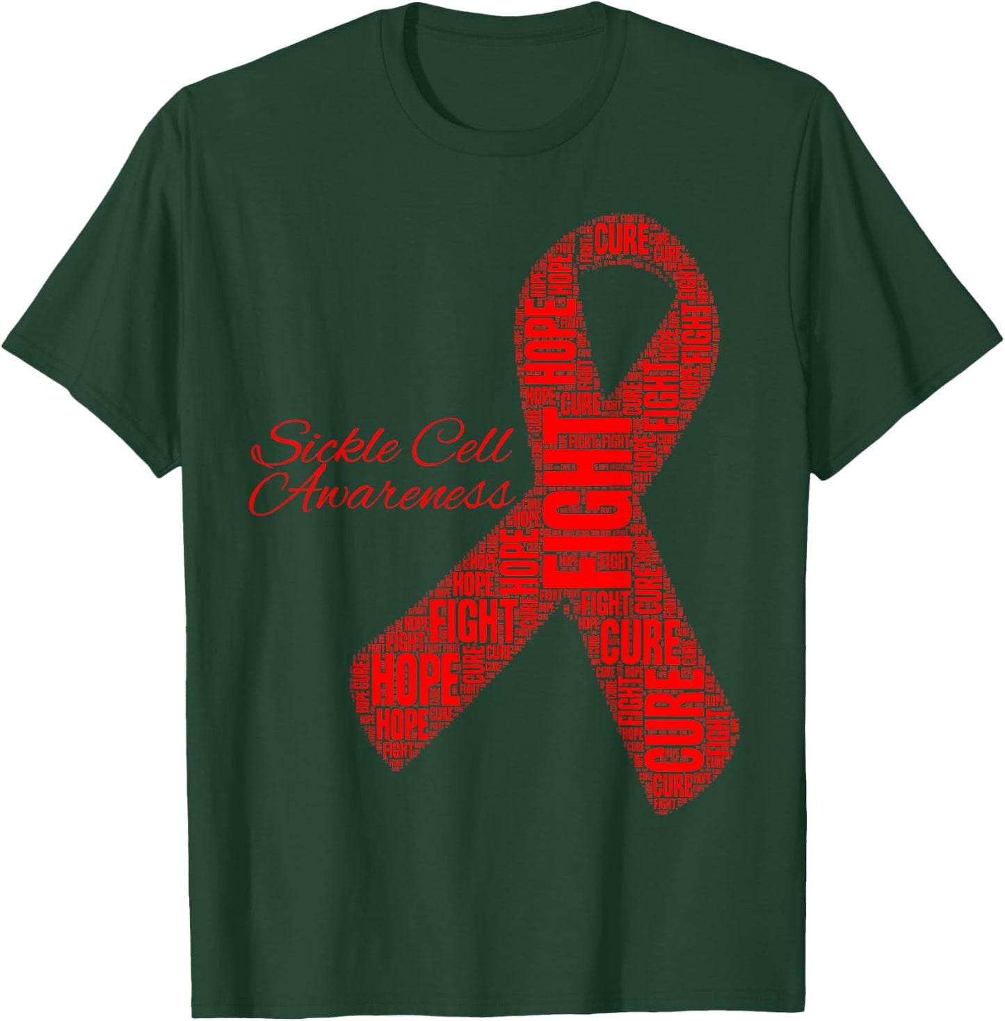 Sickle Cell Awareness Hope Fight Cure Ribbon T-Shirt - T-Shirt | Forest