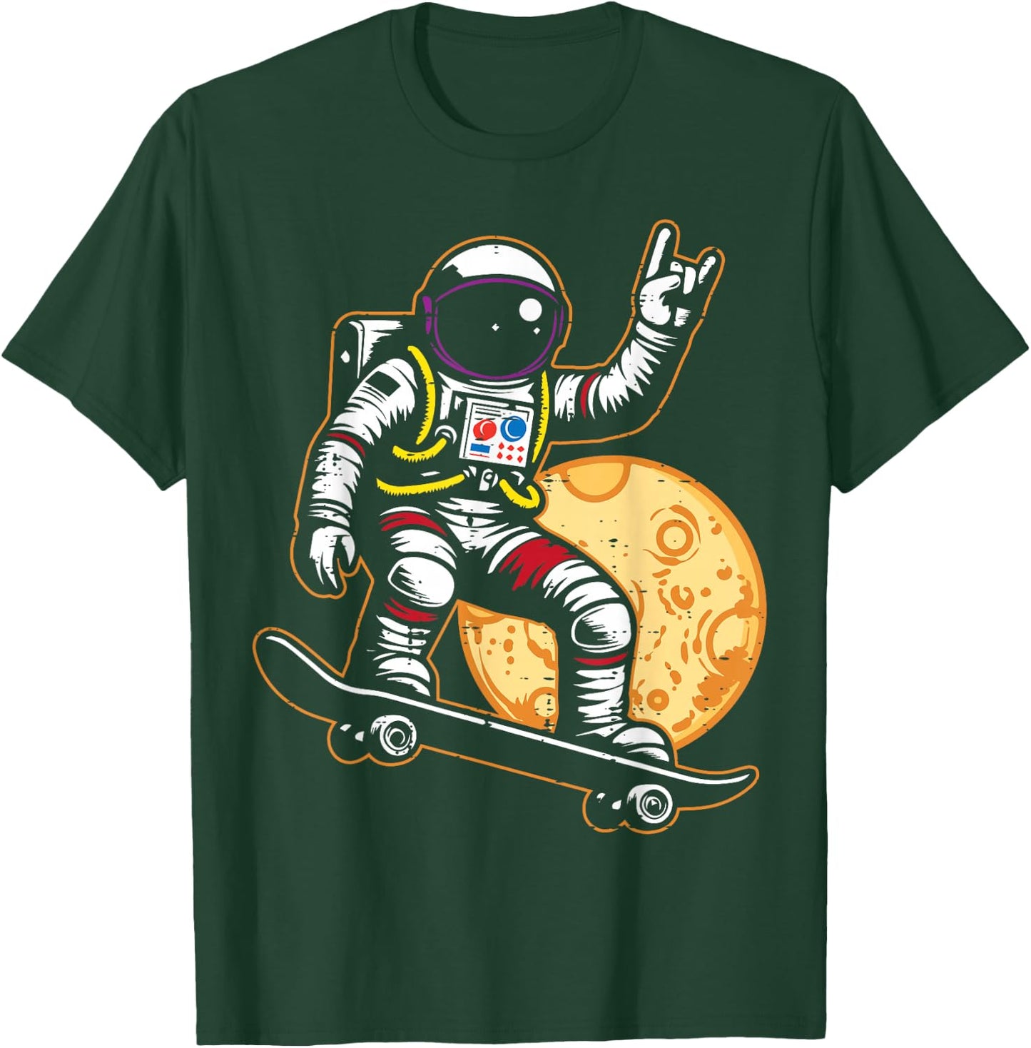 Astronaut Skateboard Rock Hand Space Rocker Men Boys Kids T-Shirt - T-Shirt | Forest