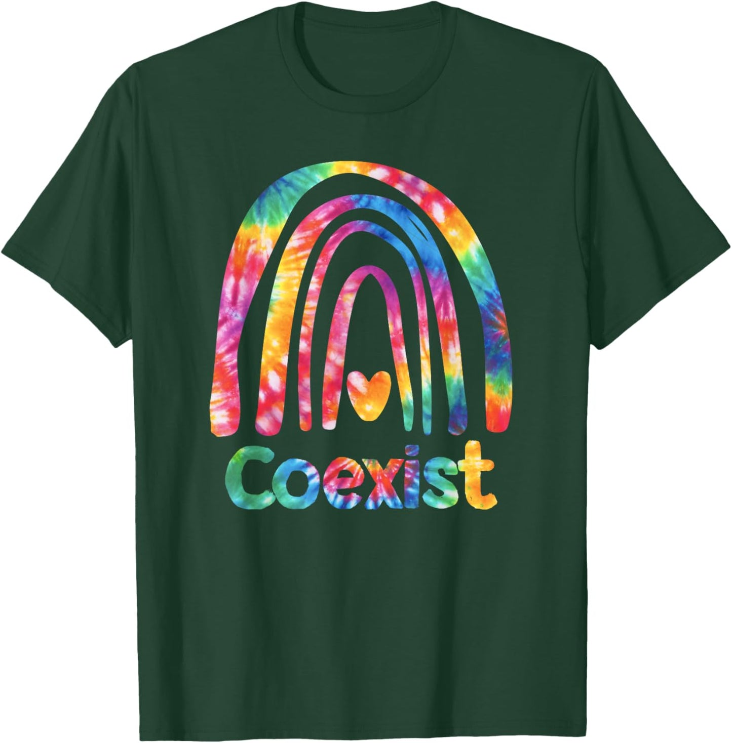 Coexist Shirt Tie Dye Rainbow Positive Inclusive Diversity T-Shirt - T-Shirt | Forest