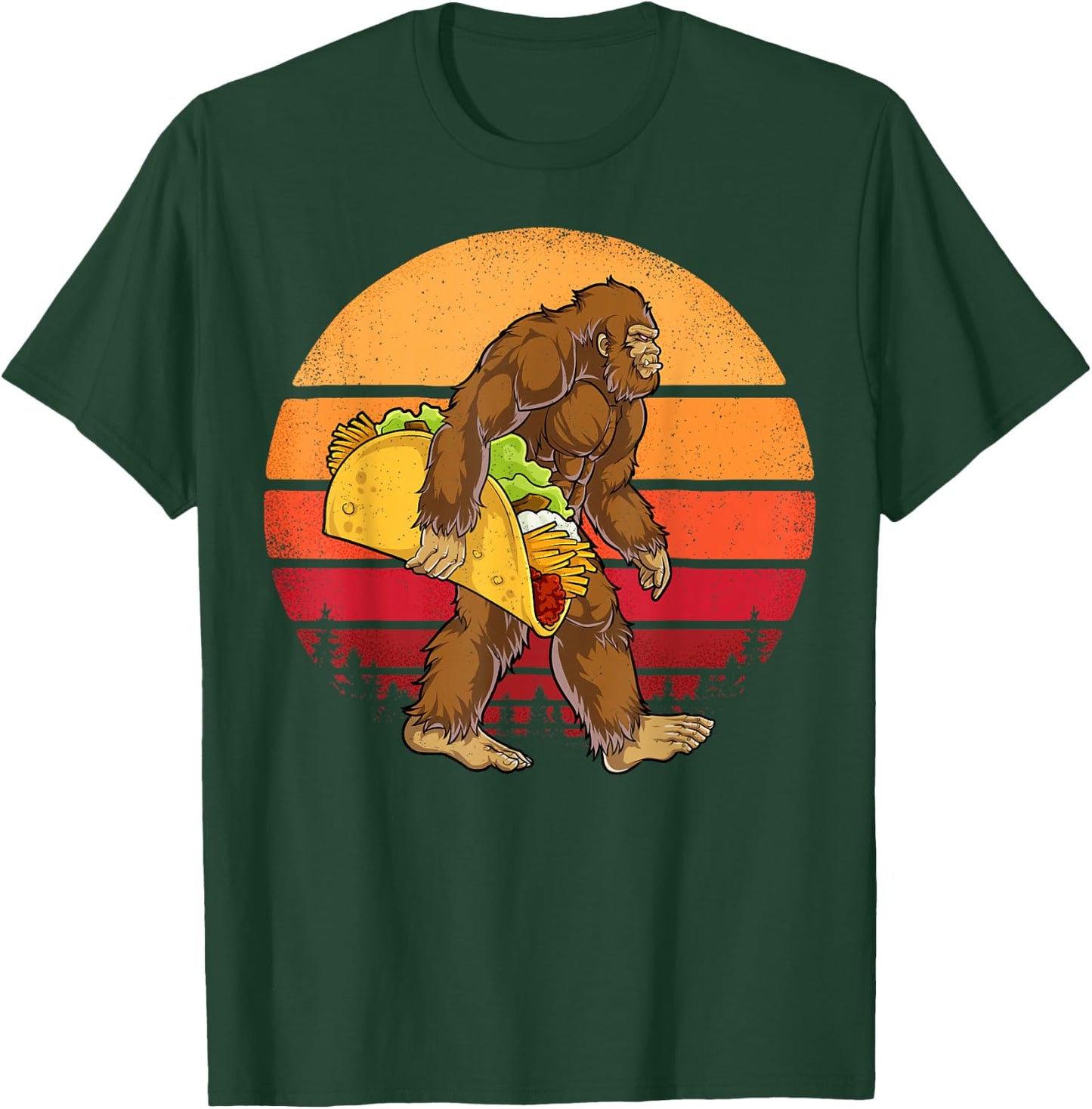 Bigfoot Carrying Taco Funny Cinco de Mayo Boys Men Sasquatch T-Shirt - T-Shirt | Forest