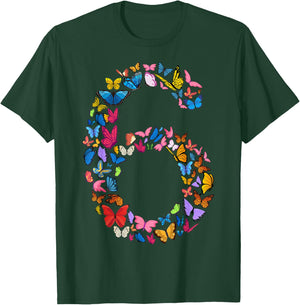 6th Birthday Butterflies 6 Years Old Girls Butterfly lover T-Shirt - T-Shirt | Forest