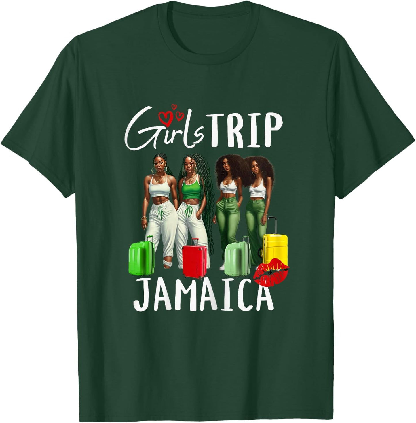 Girls TRip Jamaica Melanin Black Women Birthday Fun Vacation T-Shirt - T-Shirt | Forest