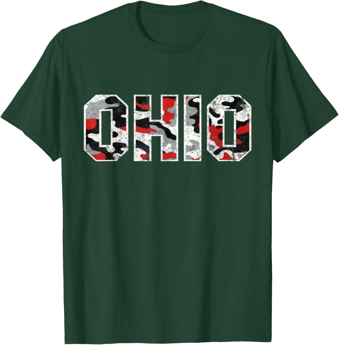 State of Ohio Ohioan Trendy Distressed Camo Graphic Designs T-Shirt - T-Shirt | Forest