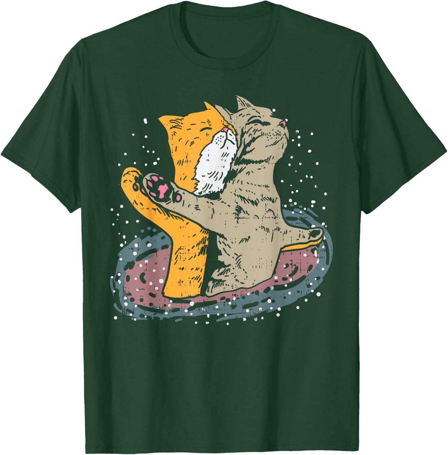 Cats Titanic Pose In Space Funny Movie Pun Animal Lover Gift T-Shirt - T-Shirt | Forest