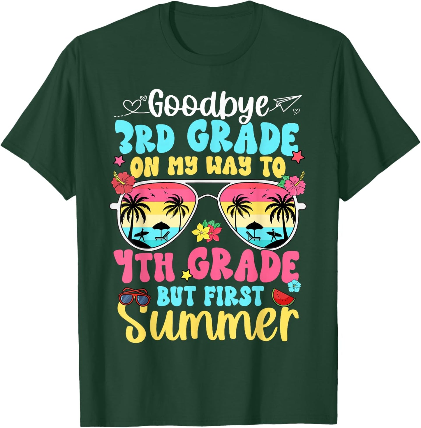 Good Bye 3rd Grade On My Way to 4th Grade Boy Girl Student T-Shirt - T-Shirt | Forest