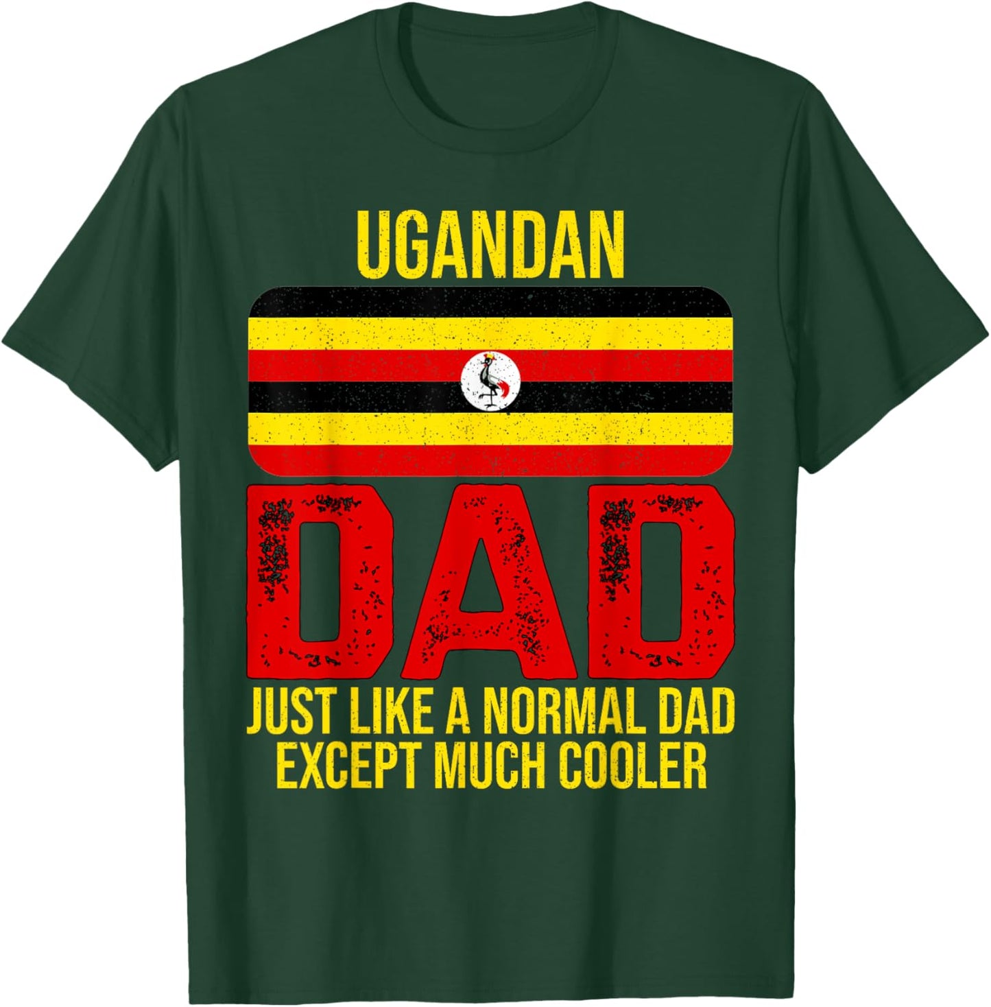Vintage Ugandan Dad Uganda Flag Design For Father's Day T-Shirt - T-Shirt | Forest