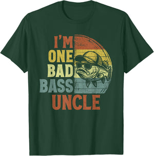 Vintage I'm One Bad Bass Uncle Funny Fishing Uncle T-Shirt - T-Shirt | Forest