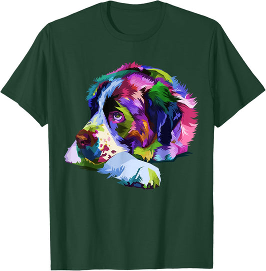Saint Bernard Pop Art Portrait Colorful Art for Dog Owners T-Shirt - T-Shirt | Forest