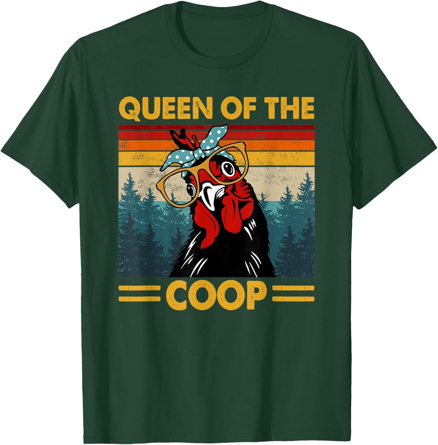 Queen Of The Coop Vintage Chicken Lady Sunglass T-Shirt - T-Shirt | Forest