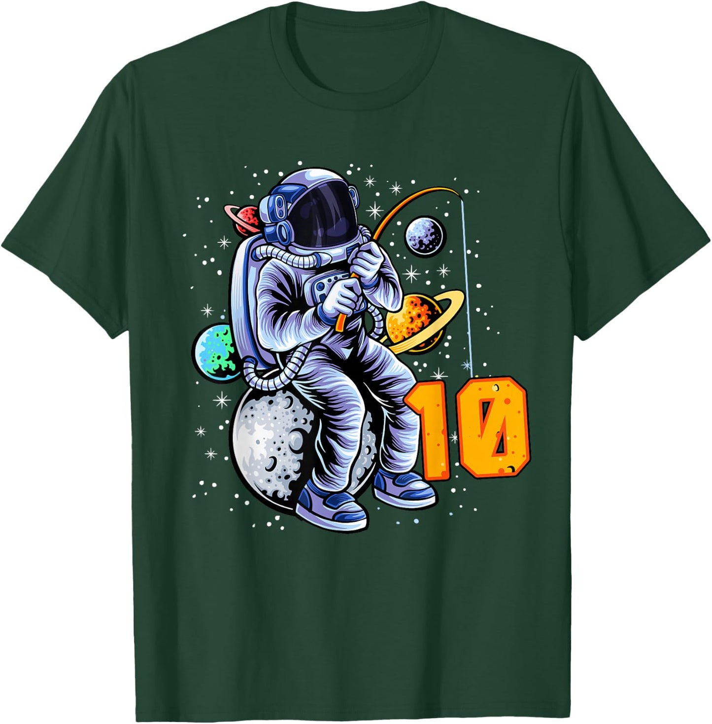 10 Years Old Birthday Boy Astronaut Gifts Space 10th B-Day T-Shirt - T-Shirt | Forest